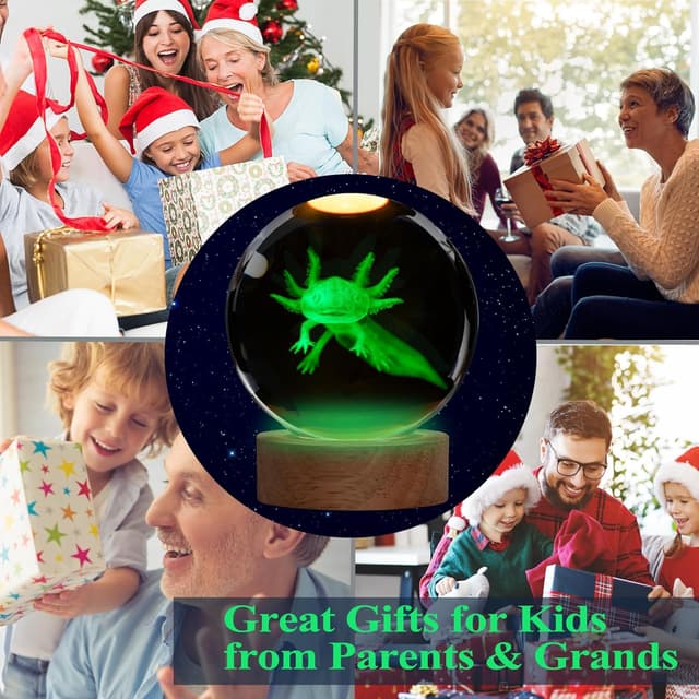 Thumbnail 5 de Axolotl Nachtlicht 3D K9 Crystal Lampe mit Fernbedienung 16 Farben