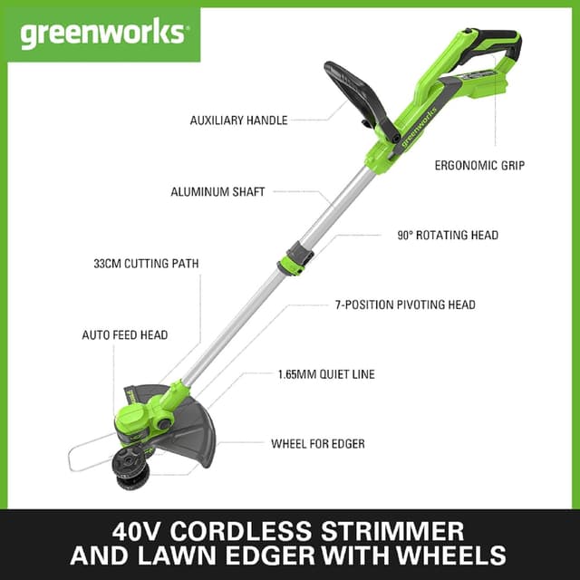 Detalle 2 de Greenworks Grass Trimmer 40V 33cm (incl. 2.0Ah battery) – easy cordless trimming