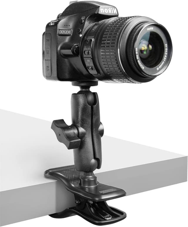 Detalle 2 de HLEESH Jaws Clamp Mount for GoPro Hero Cameras with 360° Ballhead and 1/4” Thread (desk webcam stand)