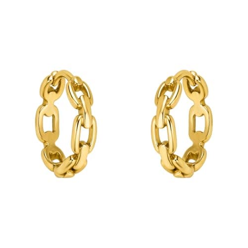 Detalle de Sofia Milani E3051: pendientes creole de plata de ley 925 con chapado en oro