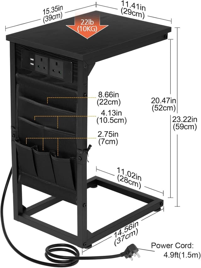 Detalle de AMHANCIBLE C-shaped side table with charging