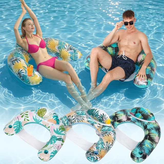 Detalle de OKSUWATER 3-Pack Adult Pool Floats with Two Cup Holders