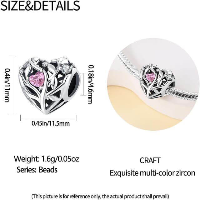 Detalle 2 de KUNSIR Charm Anhänger Damen aus 925 Sterling Silber mit Zirkonia – für Armband & Halskette im europäischen Stil