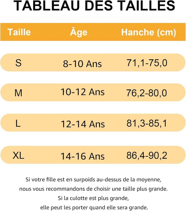 Detalle de INNERSY Lot de 6 culottes fille en coton stretch (8 à 16 ans)