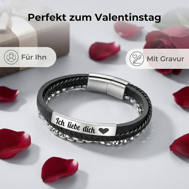 Detalle de Gkmamrg Herren Lederarmband für Ehemann & Freund – Unendlichkeitsknoten „Ich liebe dich“