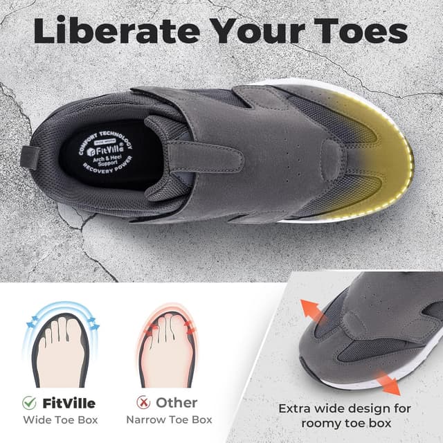 Detalle de FitVille Rebound Core V10 Men’s Extra Wide Fit trainers for walking, running and swollen feet