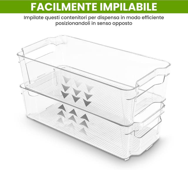 Thumbnail 5 de KICHLY set di 8 cestini organizzatori trasparenti per dispensa (senza BPA)