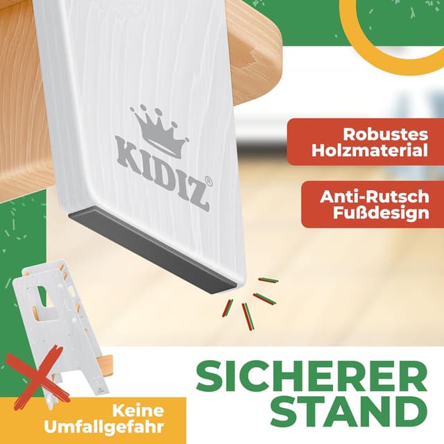 Thumbnail 6 de KIDIZ® Lernturm für Kinder ab 1 Jahr inkl. Lernuhr – höhenverstellbarer Tritthocker aus Kiefernholz bis 50 kg