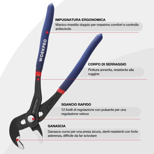 Thumbnail 4 de WORKPRO Pinze Regolabili 250 mm 📐
