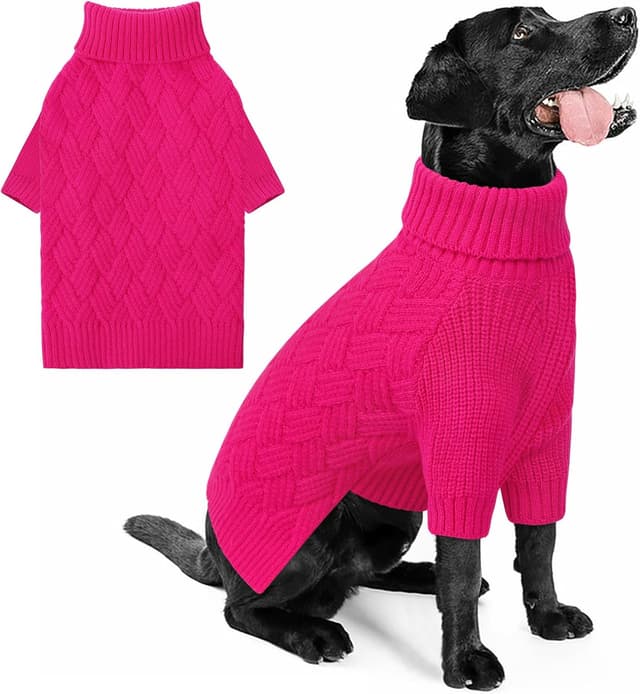 Detalle de AOFITEE XXL Dog Jumper (Warm Greyhound Christmas Knitted Sweater) – Turtleneck winter pullover for large dogs