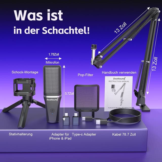 Thumbnail 6 de zealsound USB Gaming Mikrofon 96 kHz mit RGB