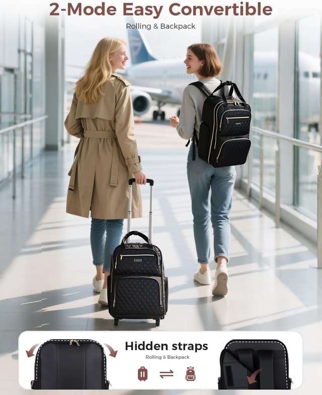 Thumbnail 4 de Ponhog Rolling Laptop Travel Backpack 15.6" wheeled backpack