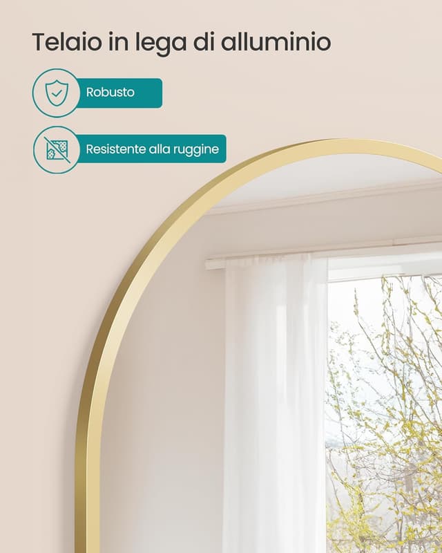 Detalle 2 de SONGMICS Specchio da Parete Arco 91 x 61 cm