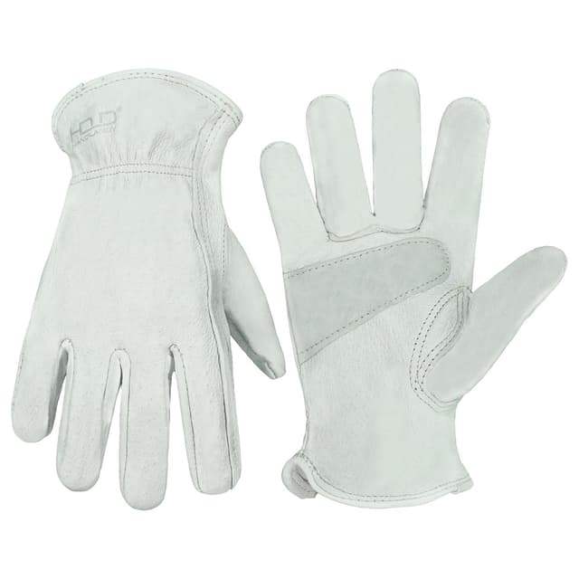 Detalle de HANDLANDY leather gardening gloves (Beige, XL) – breathable pigskin work gloves for yard work & mechanics