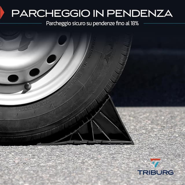 Detalle de Cunei per ruote TRIBURG con supporto (set da 2) per rimorchi, caravan e camper fino a 1600 kg