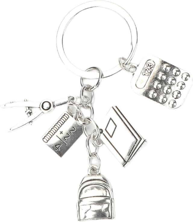 Detalle 2 de OBEISN kreativer Schlüsselanhänger für Frauen mit Taschenrechner, Zirkel und Lineal – praktischer Begleiter als Geschenk