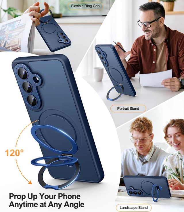 Thumbnail 6 de JAME for Samsung Galaxy S26 Case with 2-Pack Screen Protector, Magnetic Stand & Full Camera Protection (Navy Blue)