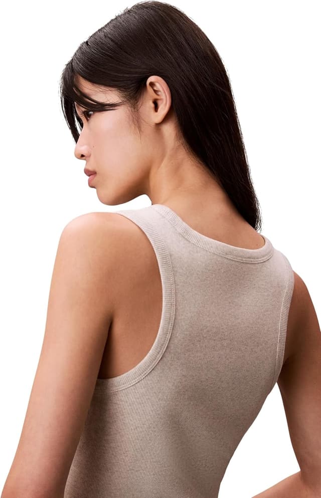 Detalle de Calvin Klein Donna Canotta Woven Label Rib con Logo