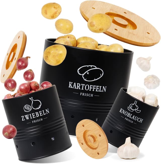 Detalle de GREELUE Premium Kartoffel Aufbewahrungsbox 3er Set