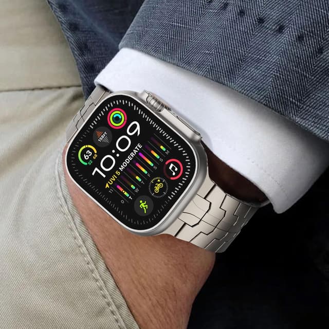 Thumbnail 6 de NewWays Grade 2 Titanium Metal Link Strap for Apple Watch Ultra 49mm (Ultra 3/2/1)