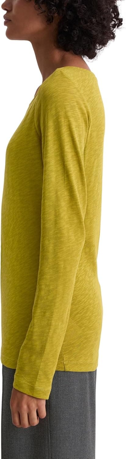 Detalle 2 de Marc O’Polo Damen Langarmshirt aus Bio-Baumwolle mit Logo – Lounge Longsleeve aus der Mix & Match-Reihe