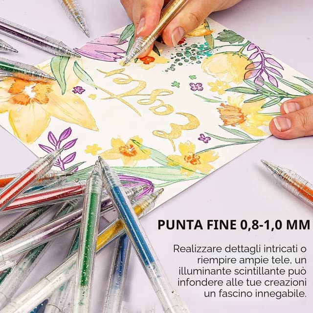 Detalle de Grabie penne gel glitterate 18 colori