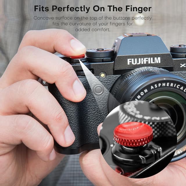 Thumbnail 6 de REYGEAK 4er Set Auslöser für Leica & Fujifilm – versenkter Auslöseknopf aus Aluminium (Konkav) in rot/braun/orange/schwarz
