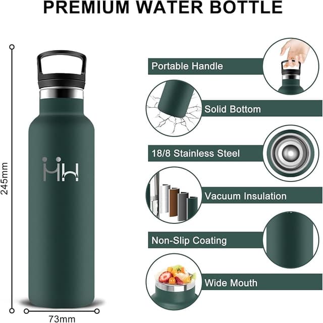 Detalle 2 de Botella Agua Acero Inoxidable 500 ml para escuela y viaje 🚰