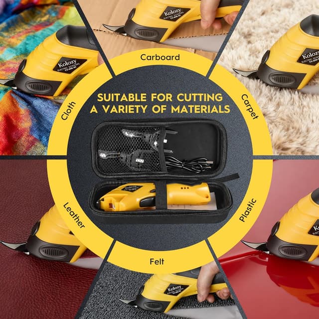 Detalle 2 de Kolozy Cordless Electric Scissors 4V (2500mAh, 10,000RPM) – Rechargeable cutter for cardboard, fabric, carpet, leather