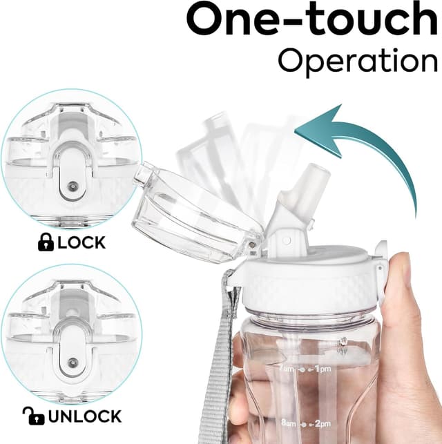 Detalle de OLDLEY 450ml (15oz) Water Bottle with Straw, Leakproof Reusable Bottle for School & Outdoor Sports (BPA Free)