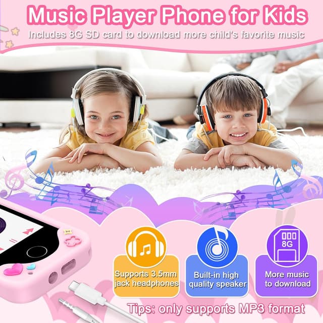 Thumbnail 6 de Luoba Kids Smart Phone for Girls & Boys (Pink) 2.8" Touchscreen Toy Phone with Dual Camera, Games, Music & 8GB Card