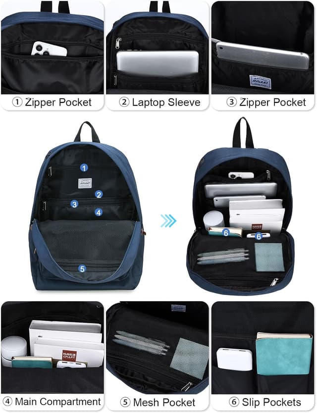 Detalle de RAVUO Water-Resistant Backpack for Men (15.6 inch laptop) – Blue