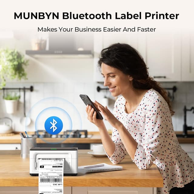 Thumbnail 6 de MUNBYN Bluetooth 4x6 Desktop Thermal Label Printer (USB & iOS/Android) for shipping labels