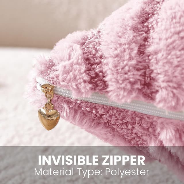 Detalle de Lot de 2 housses de coussin Ystyle 40x40 cm en peluche Water Ripple (rose)