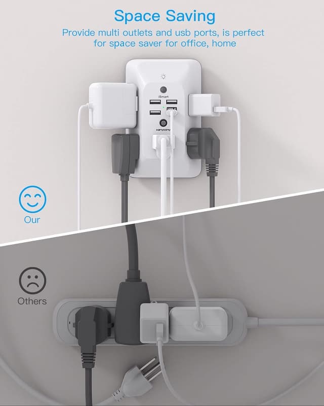 Thumbnail 6 de HANYCONY Outlet Extender with 4 USB Ports and Night Light 🔌
