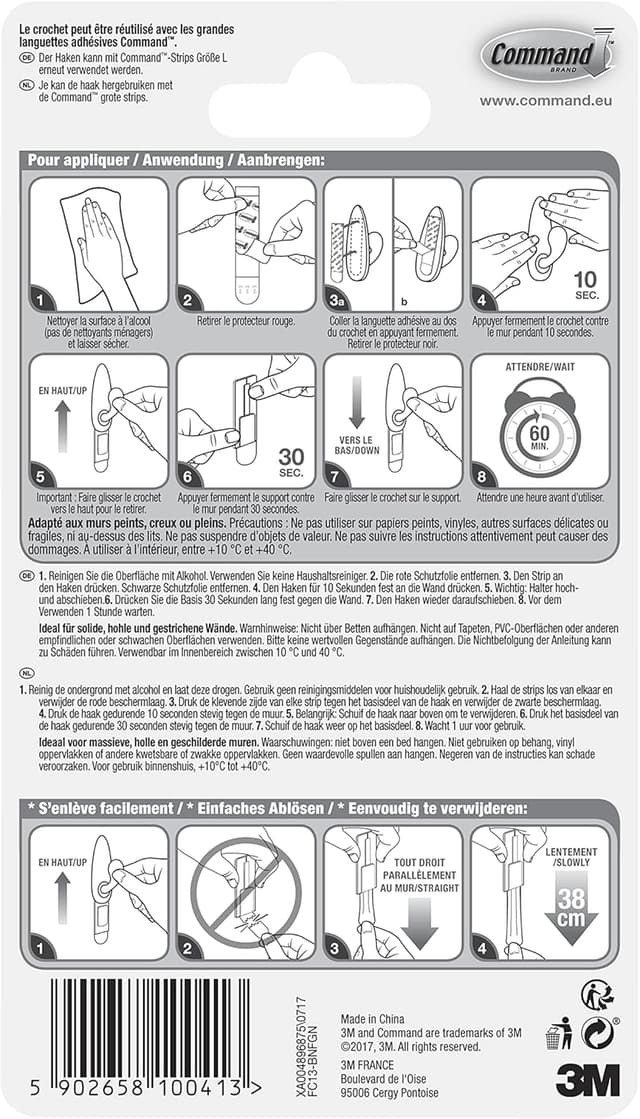 Detalle 2 de Command Grand Crochet métal nickel brossé