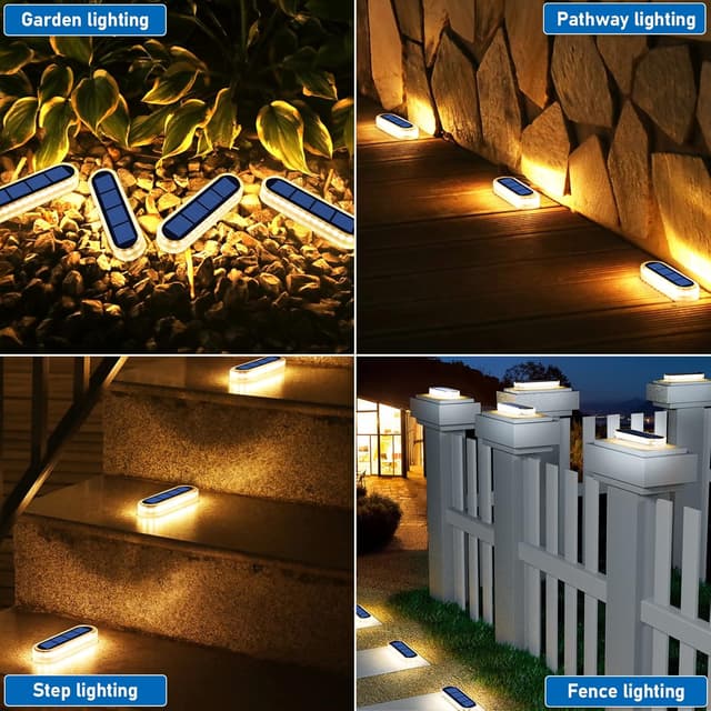 Detalle de YiLaie Solar Deck Lights (6-pack) with 30 LEDs and IP68 waterproof step lights for outdoor paths