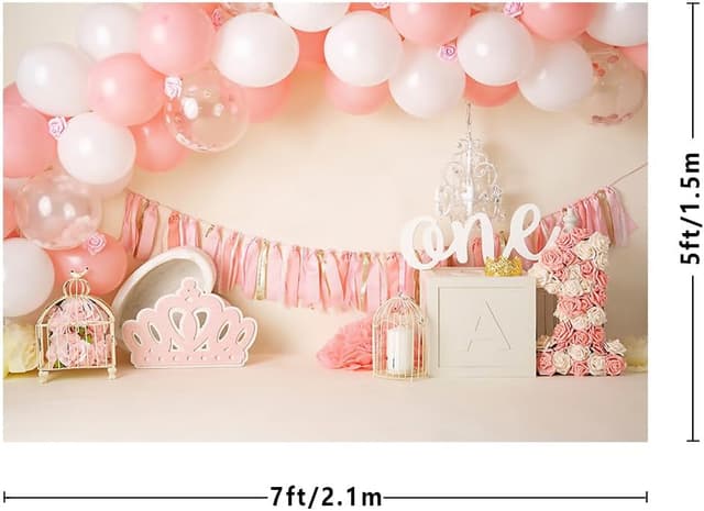 Thumbnail 2 de MEHOFOND 7x5ft Pink Balloons Backdrop