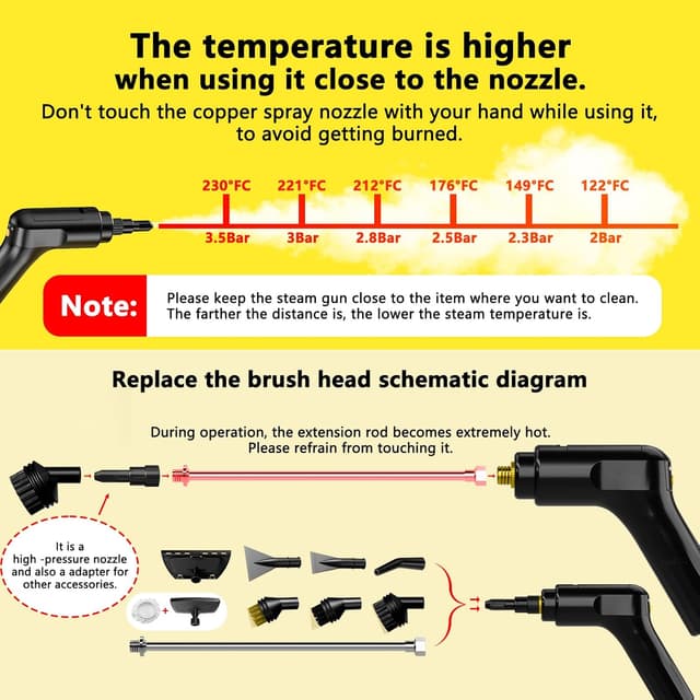 Thumbnail 3 de Portable 3-Level Adjustable Steam Cleaner 1.6 Qt