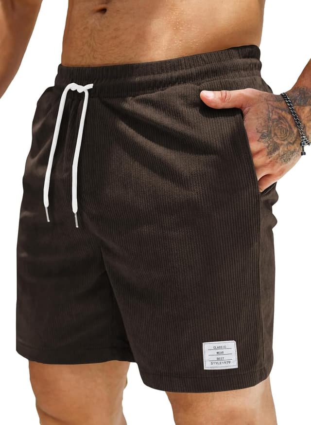 Detalle de JMIERR Corduroy Shorts Herren – Sommer Freizeitshorts aus Baumwolle mit Stretch & elastischem Bund