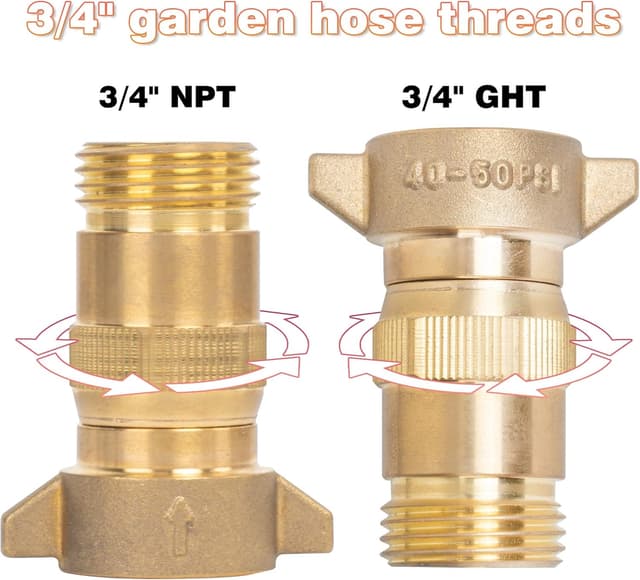 Detalle 2 de Hourleey Brass RV Water Pressure Regulator (40–50 PSI) with Filter Screen