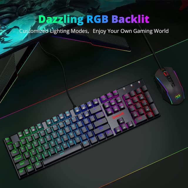 Detalle 2 de Redragon Mechanical Gaming Keyboard (UK Layout) with 105 Programmable Keys, Red Switches & RGB