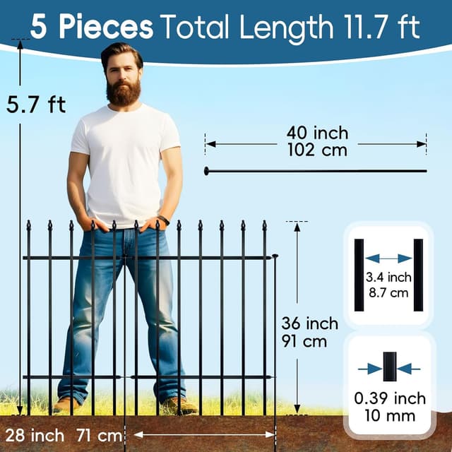 Thumbnail 4 de Thealyn Metal Garden Fence 91 cm high, 3.5 m long
