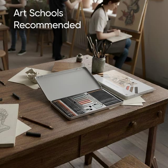 Thumbnail 4 de String & Space Artist’s Drawing Set (32pc) – Graphite, Charcoal, Soft Pastels & Earth Tones in a Metal Tin