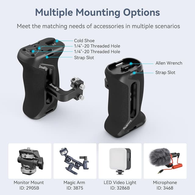 Thumbnail 4 de SMALLRIG 4015 Maniglia laterale in alluminio ergonomica con cold shoe