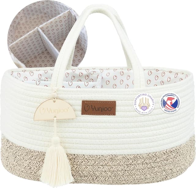 Detalle de Yunioo Wickeltisch Organizer mit herausnehmbaren Fächern und Tragegriffen