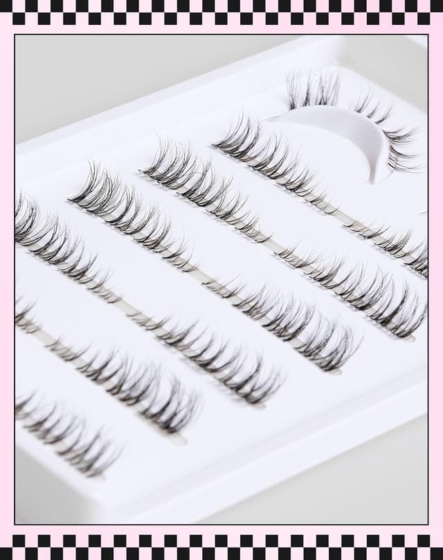 Detalle 2 de Cluster Lashes Wispy Cat Eye Half Lashes – 3D C Curl Volumen, natürlich aussehende 3/4 Wimpern (7 Paare)