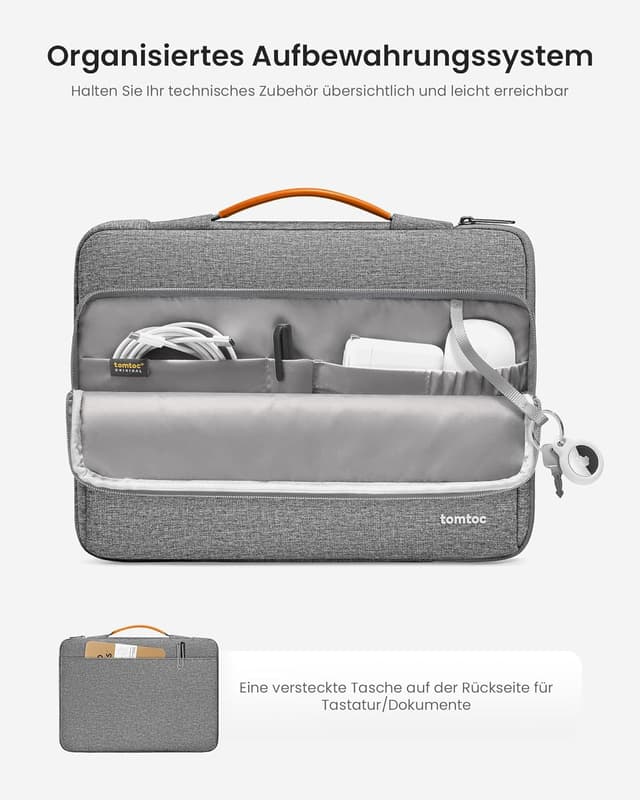 Detalle de tomtoc Laptoptasche für 14" (kompatibel u. a. mit MacBook Pro 14" M-Serie & Surface 7 13,8") mit 360°-Schutz