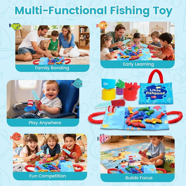 Thumbnail 6 de Multifunctional Fabric Fishing Game 10-in-1 for Toddlers
