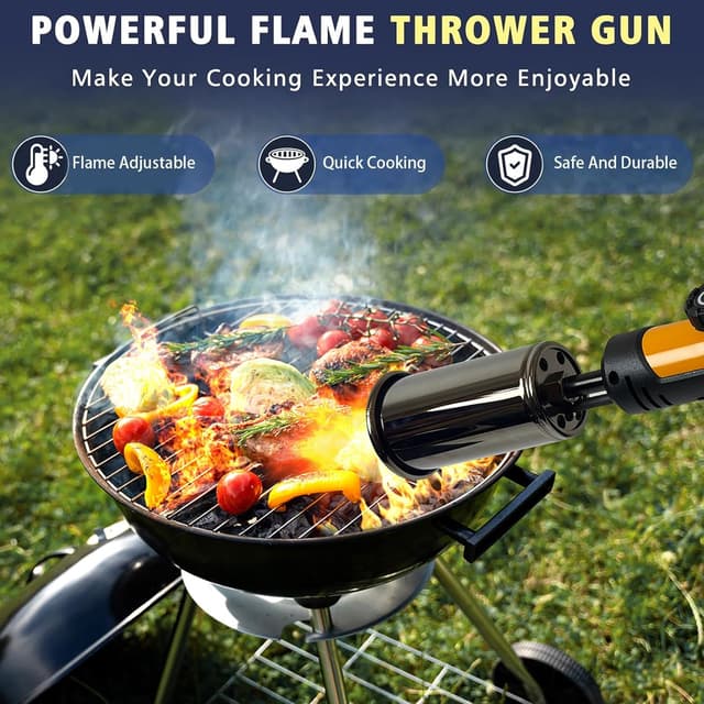 Detalle de ARTFLAMM Powerful Propane Torch Gun with Turbo Mode (Charcoal Torch Lighter, Safety Lock) — Tank Not Included